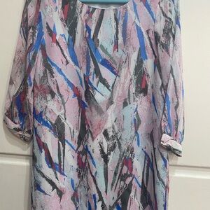 Jack by BB Dakota Abstract Long Sleeve Dress - Pink, Blue, Black